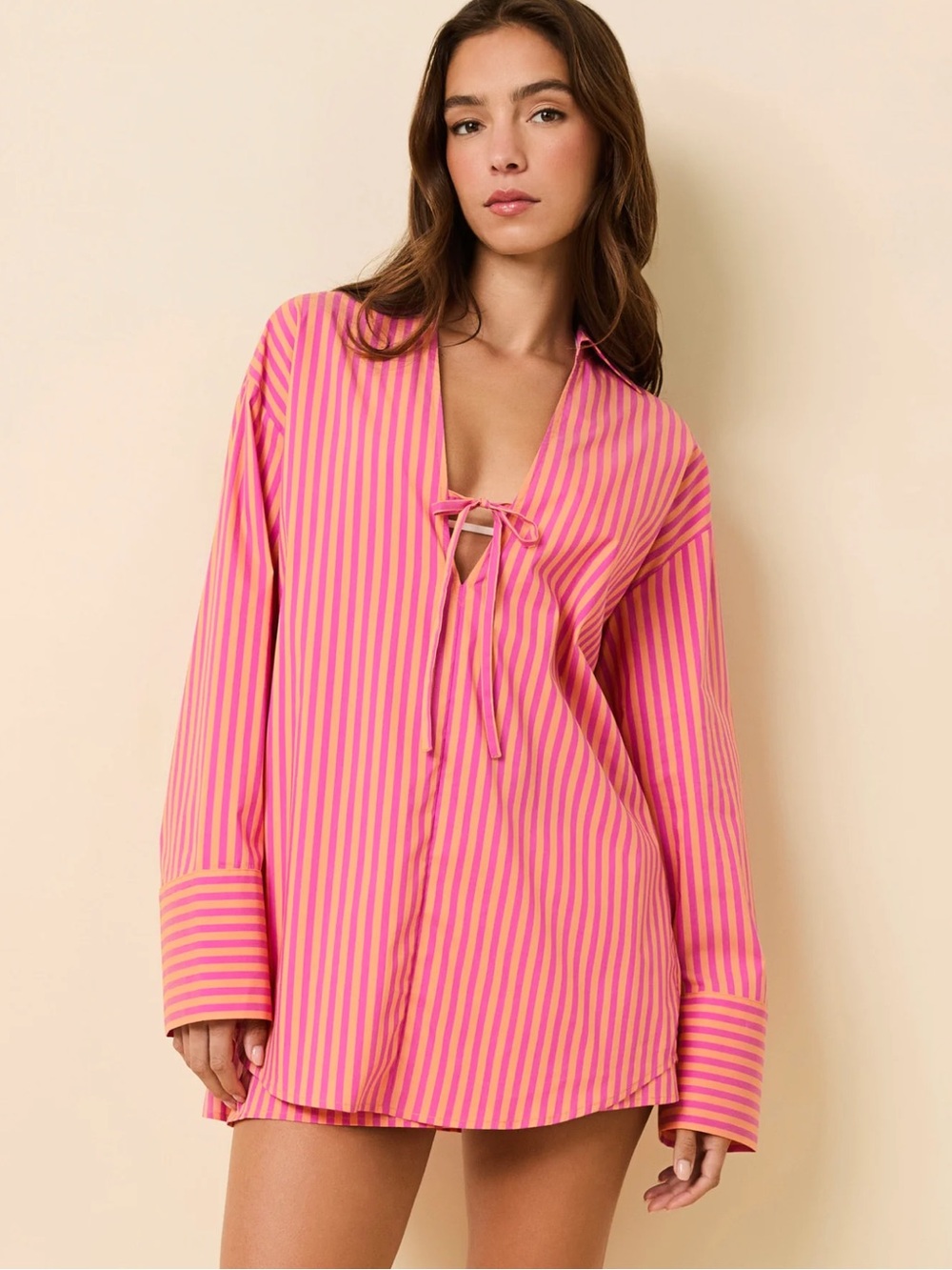 Solid and striped tunic